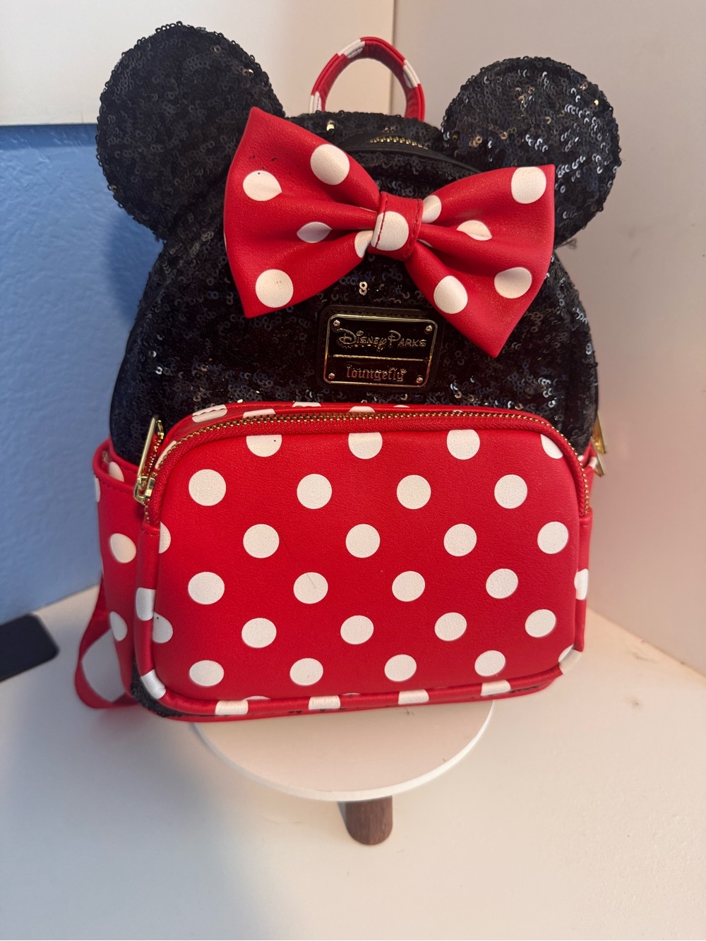 Loungefly Red and Black Minnie Mouse Polka Dot Mini Backpack - Picture 2 of 16